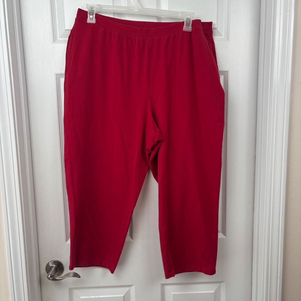 Catherines Suprema Cotton Magenta Pink Cropped Pants Plus Size 1XWT 18/20